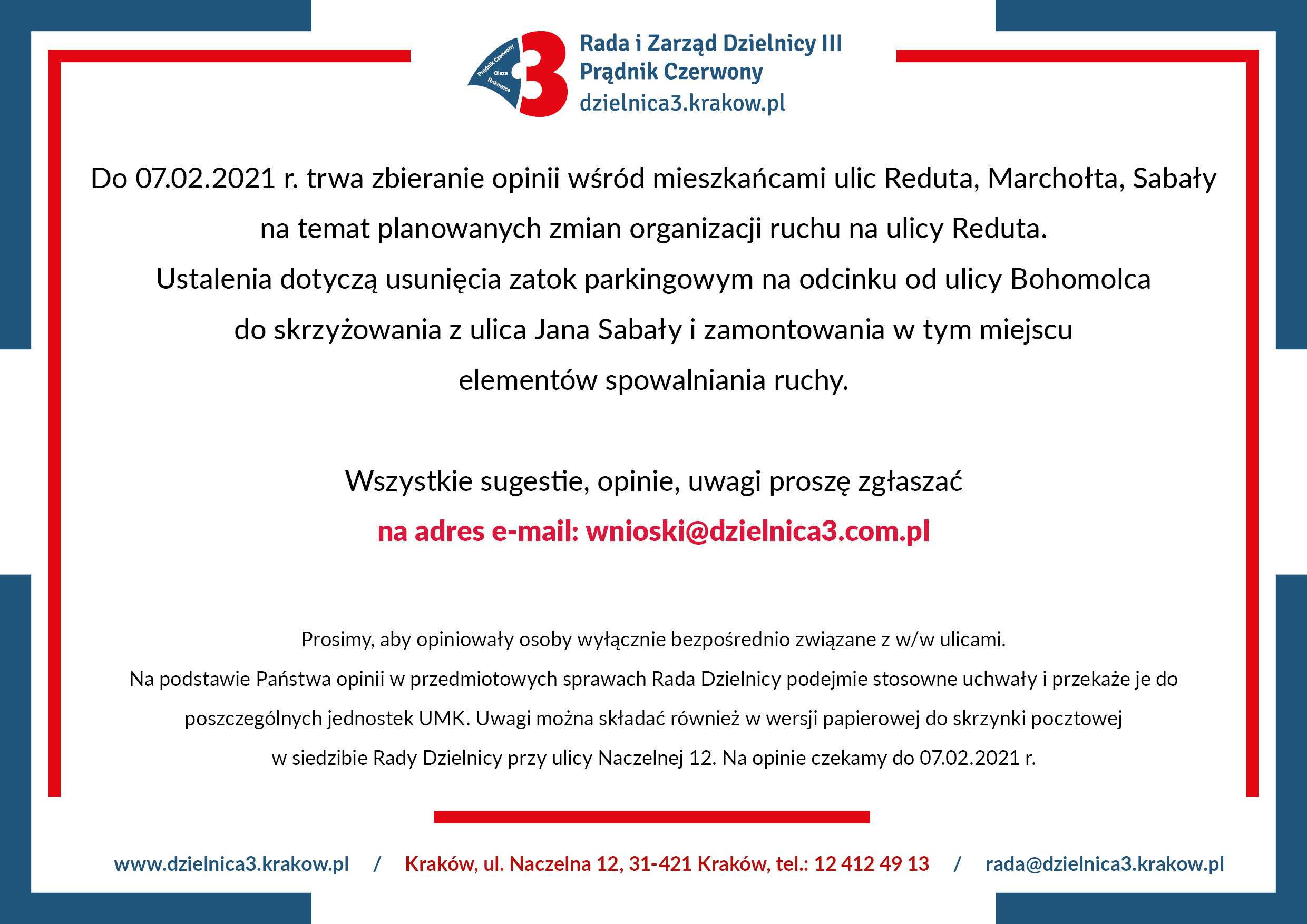 Konsultacje w sprawie ulic Reduta