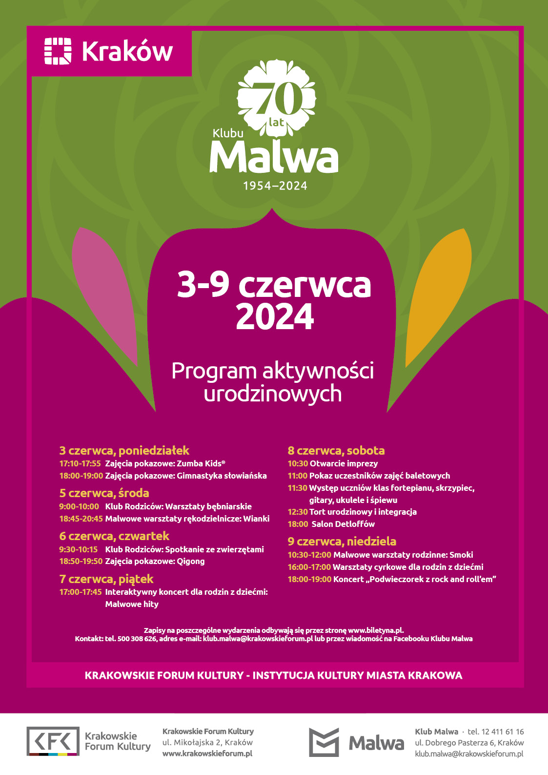 Program aktywnosci urodzinowych   70 lecie Klubu Malwa